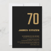 70誕生日ミニマモダンリストブラック金ゴールドパーティー 招待状 (正面)