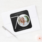 70誕生日ミニマリスト黒タイポグラフィ写真 スクエアシール (封筒)