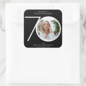 70誕生日ミニマリスト黒タイポグラフィ写真 スクエアシール (バッグ)