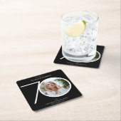 70誕生日ミニマリスト黒タイポグラフィ写真 スクエアペーパーコースター (インサイチュ)