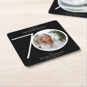 70誕生日ミニマリスト黒タイポグラフィ写真 スクエアペーパーコースター (アングル)