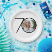 70誕生日ミニマル白黒カスタム写真 ペーパープレート (パーティー)