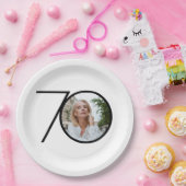 70誕生日ミニマル白黒カスタム写真 ペーパープレート (パーティー)