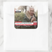 70誕生日メンズ🎉テレビニュースおもしろいフェイクメディア スクエアシール (バッグ)