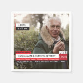 70誕生日メンズ🎉テレビニュースおもしろいフェイクメディア スタンダードカクテルナプキン (正面)