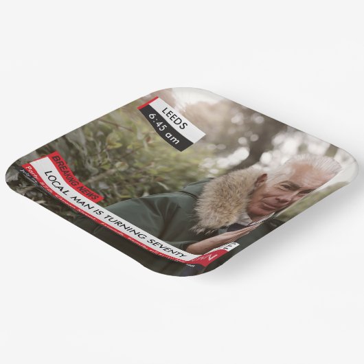 70誕生日メンズ🎉テレビニュースおもしろいフェイクメディア ペーパープレート (傾斜あり)