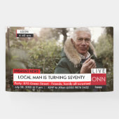 70誕生日メンズ🎉テレビニュースおもしろいフェイクメディア 横断幕 (横)