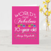 70誕生日モストファヴルーゲカラフルムピンク カード (黄色い花)