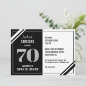 70誕生日モダン白黒ディナーパーティー 招待状 (スタンド正面)