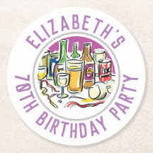 70誕生日ラウンド紙コースター