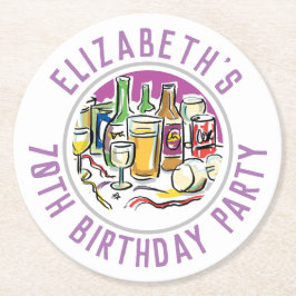 70誕生日ラウンド紙コースター ラウンドペーパーコースター