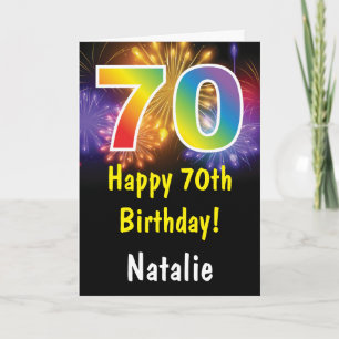 70誕生日レインボカラフルー花火カード カード