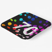 70誕生日レインボンドットオンブラック ペーパープレート (傾斜あり)