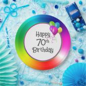 70誕生日レインボー ペーパープレート (パーティー)