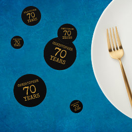 70誕生日レジェンダリーブラック金ゴールドレトロ コンフェッティ