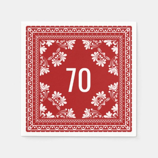 70誕生日レッドバンダナ スタンダードカクテルナプキン (正面)