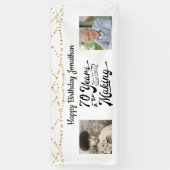 70誕生日レトロストリングライト2写真バナー 横断幕 (縦)