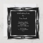 70誕生日レトロディヴァアールデコブラックシルバー2 招待状 (裏面)