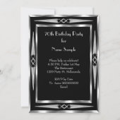 70誕生日レトロディヴァアールデコブラックシルバー 招待状 (裏面)