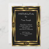 70誕生日レトロディヴァアールデコブラック金ゴールド 招待状 (裏面)