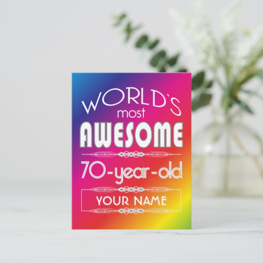 70誕生日ワールドファブ最高のルレインボー ポストカード (スタンド正面)