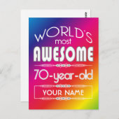 70誕生日ワールドファブ最高のルレインボー ポストカード (正面/裏面)