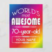 70誕生日ワールドファブ最高のルレインボー ポストカード (正面)