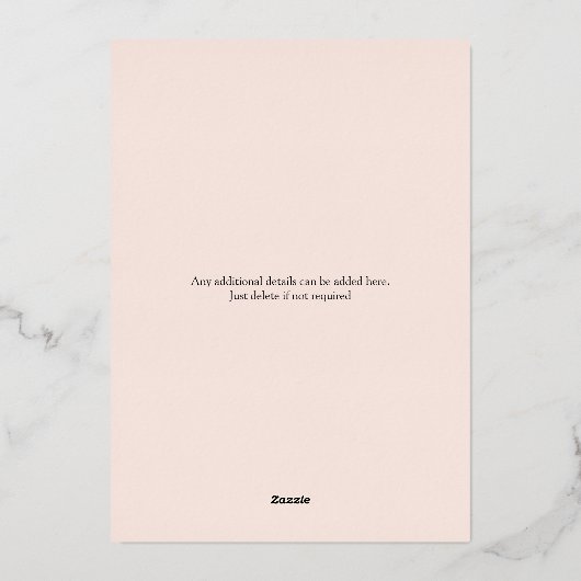 70誕生日ヴィンテージフローラ金ゴールド 箔招待状 (裏面)