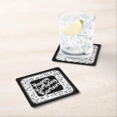 70誕生日乱数パターンブラック/ホワイト スクエアペーパーコースター (インサイチュ)