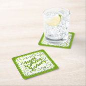 70誕生日乱数パターン（緑/白） スクエアペーパーコースター (インサイチュ)