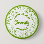 70誕生日乱数パターン(緑/白) 缶バッジ (正面)