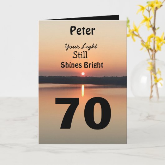 70誕生日光が輝く カード (黄色い花)