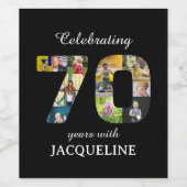 70誕生日写真テンプレートブラック ワインラベル (シングルラベル)