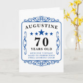 70誕生日名ブルーヴィンテージマリーカーエレガントド カード (黄色い花)
