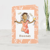 70誕生日女性甘い可愛い漫画シャンパン カード (正面)