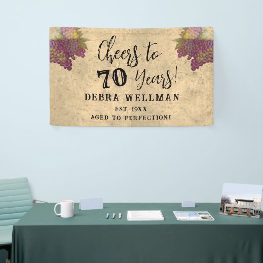 70誕生日応援から70年ブドウ園誕生日 横断幕 (トレードショー)