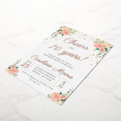 70誕生日応援から70年レディースバラ金ゴールド 箔招待状 (回転した状態)