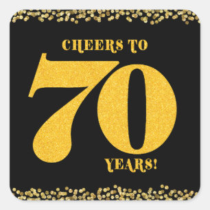70誕生日応援から70年金ゴールドグリッター スクエアシール