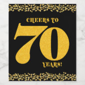 70誕生日応援から70年金ゴールドグリッター ワインラベル (シングルラベル)