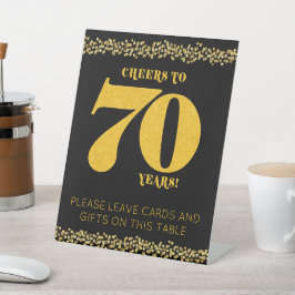 70誕生日応援から70年金ゴールドグリッター 台座サイン
