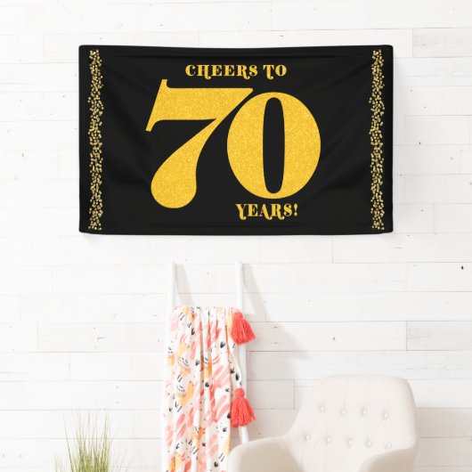70誕生日応援から70年金ゴールドグリッター 横断幕 (インサイチュ)