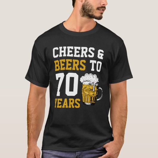 70誕生日応援とビールから70年 Tシャツ (正面)