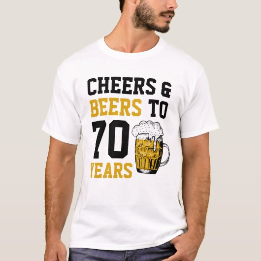 70誕生日応援とビールから70年 Tシャツ (正面)