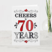 70誕生日応援の赤い白の黒のパターン カード (正面)