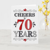 70誕生日応援の赤い白の黒のパターン カード (黄色い花)