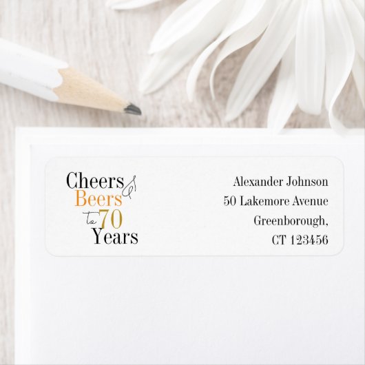 70誕生日応援ビアーズミニマル差出人住所 ラベル (インサイチュ)