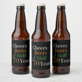 70誕生日応援ビーズゴルフブラック金ゴールドパーティー ビールラベル