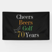 70誕生日応援ビーズゴルフブラック金ゴールドパーティー 横断幕 (横)
