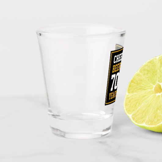 70誕生日応援&ビール70年おもしろい ショットグラス (左)
