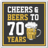 70誕生日応援&ビール70年おもしろい シール (正面)